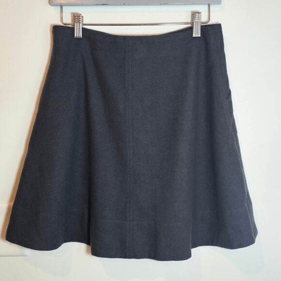 J.Crew Wool Blend Button-Front Mini Skirt Sz 4 S Gray Lined Patch Pockets Preppy - Picture 8 of 9